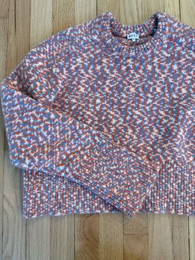 KULE Speckled Crewneck Sweater in Orange, Blue, White